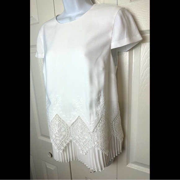 TED BAKER Nardiya Delicate Blouse Top Shirt White Lave Pleated Hem Exposed Zip - Picture 3 of 14